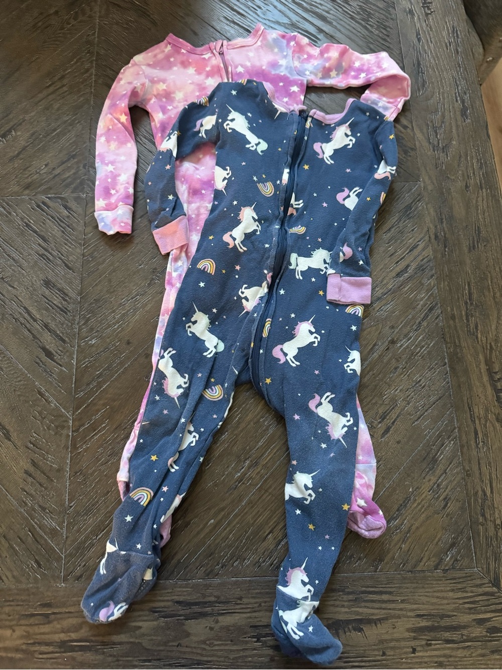 jumping beans Footed One-Piece Pajamas - Navy and Pink
